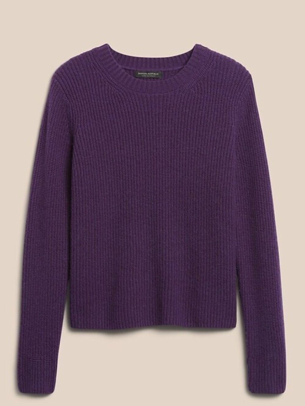 Banana Republic Lucia Relaxed Ribbed Cashmere Sweater Plum Purple Size L - Picture 2 of 13